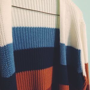 long striped cardigan w/ pockets